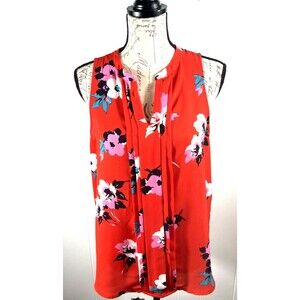 41 Hawthorn Women’s Size Medium Red Floral Pleated V Neck